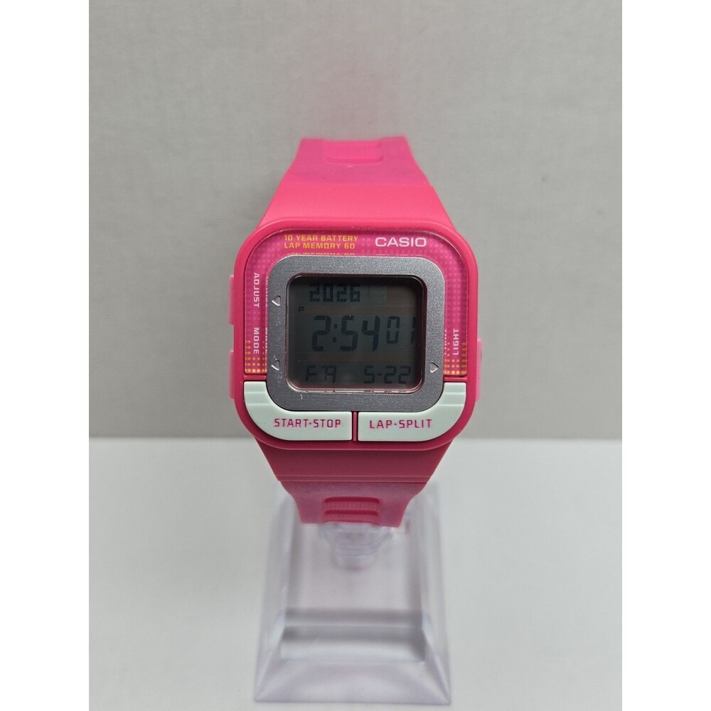Casio SDB100 3257 Pink Sports Runner Digital Watch 60 Lap New Battery Womens Run